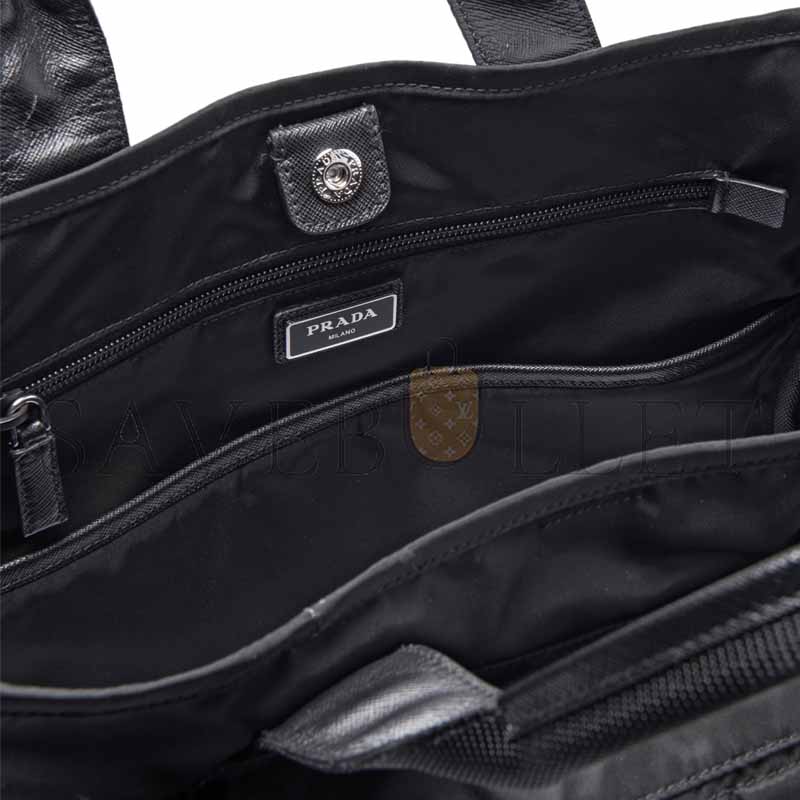 Pra*a black nylon 2way shoulder tote handbag 1bg040 (38*33*15cm)